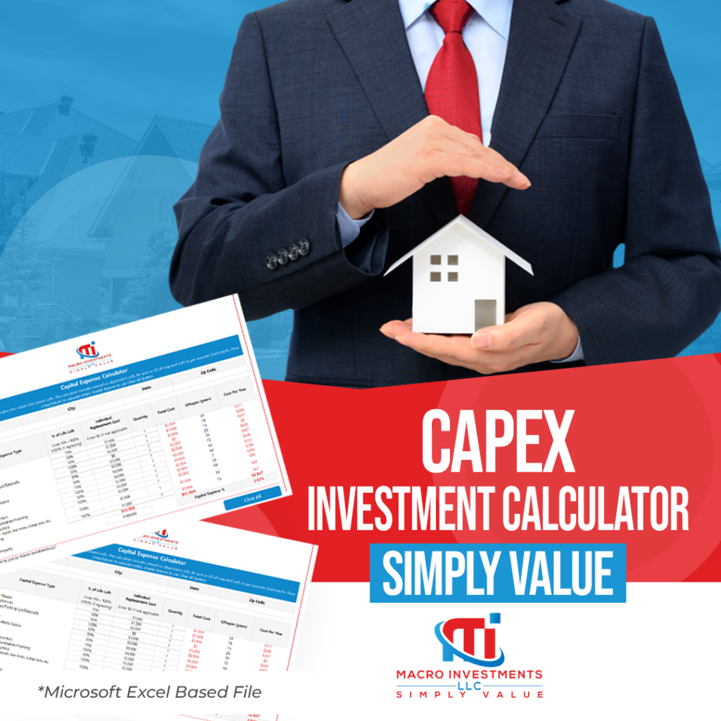 Display of the Capital Expense (CapEx) investment calculator used by rental property investors before they buy.