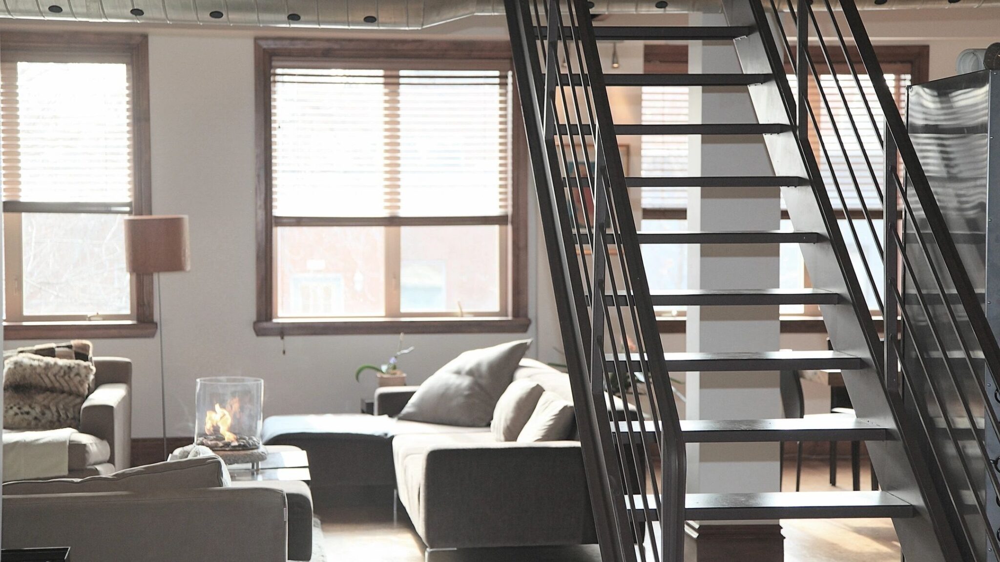 A living room and stairwell.