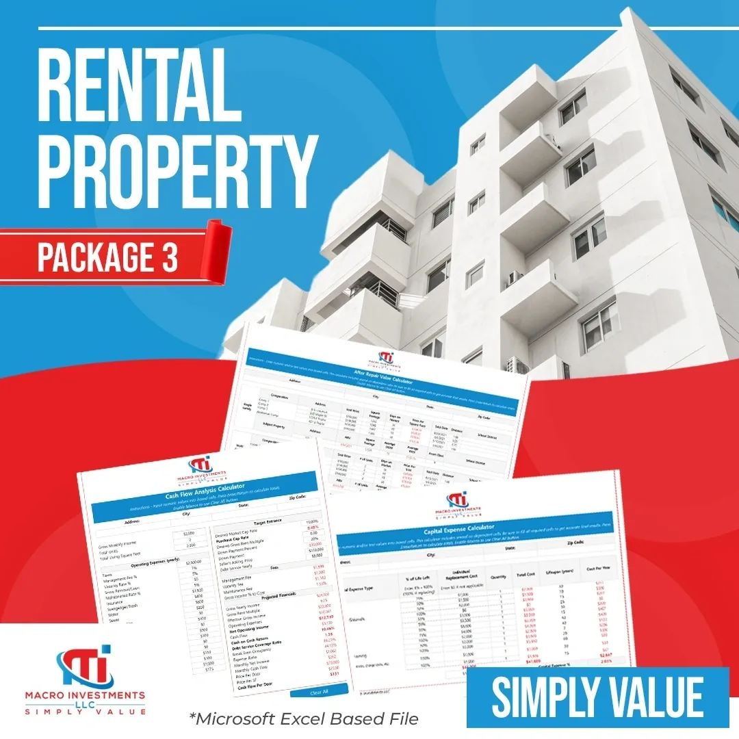 Rental Property Package 3 with rental property, CapEx and ARV tools