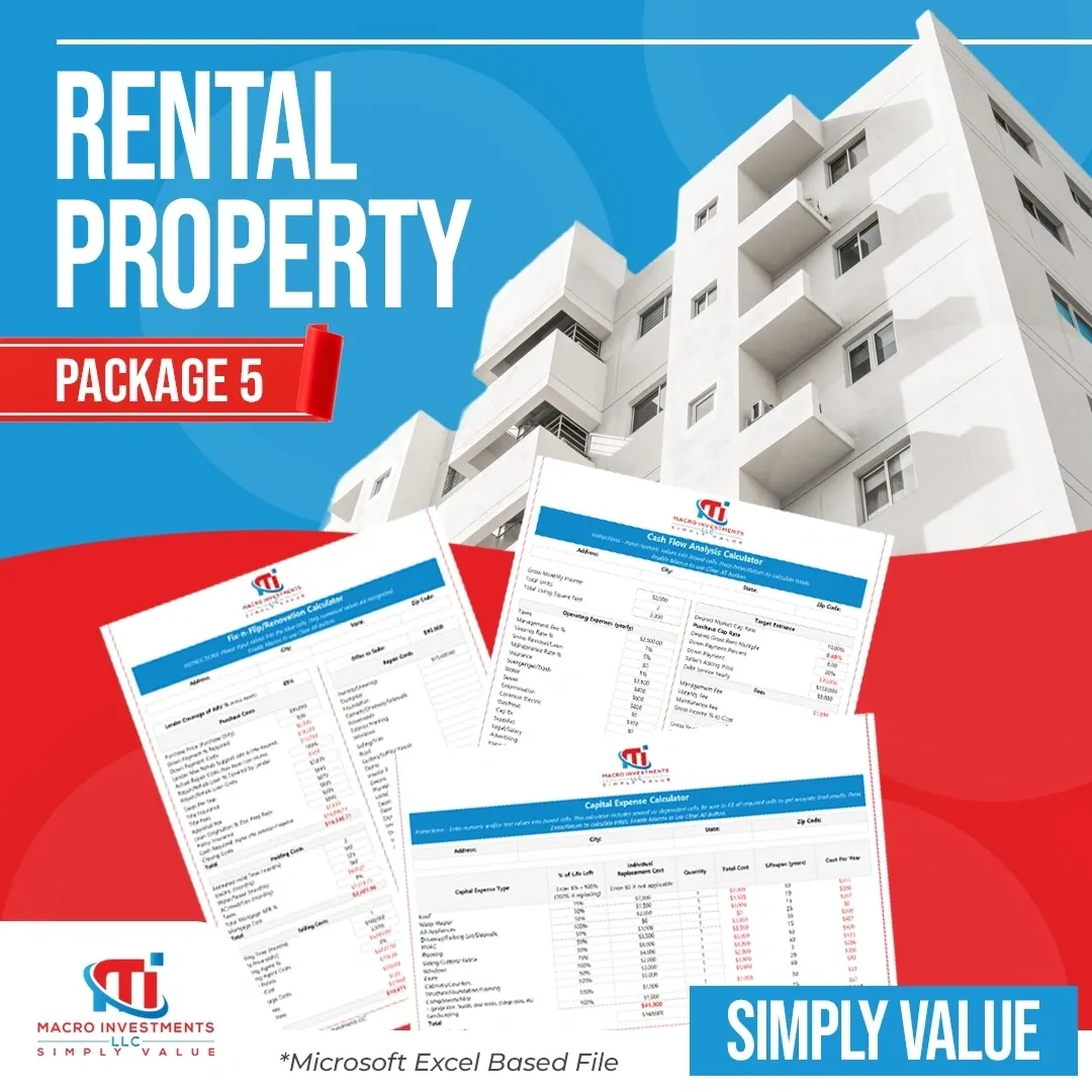 Rental Property Package 5 with rental, house flipping and CapEx tools