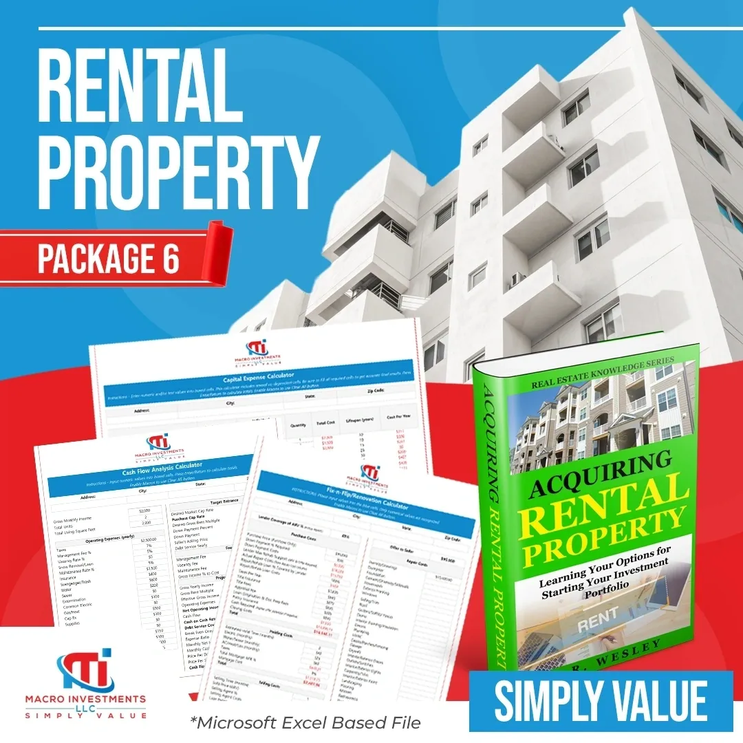 Rental Property Package 6 with rental, house flipping and CapEx investment tools