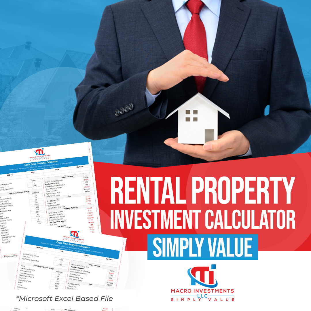 Rental property investment calculator Excel spreadsheet for cash flow and return analysis