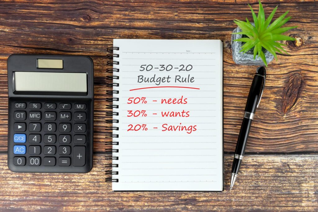 Budget worksheet used to plan needs wants and savings