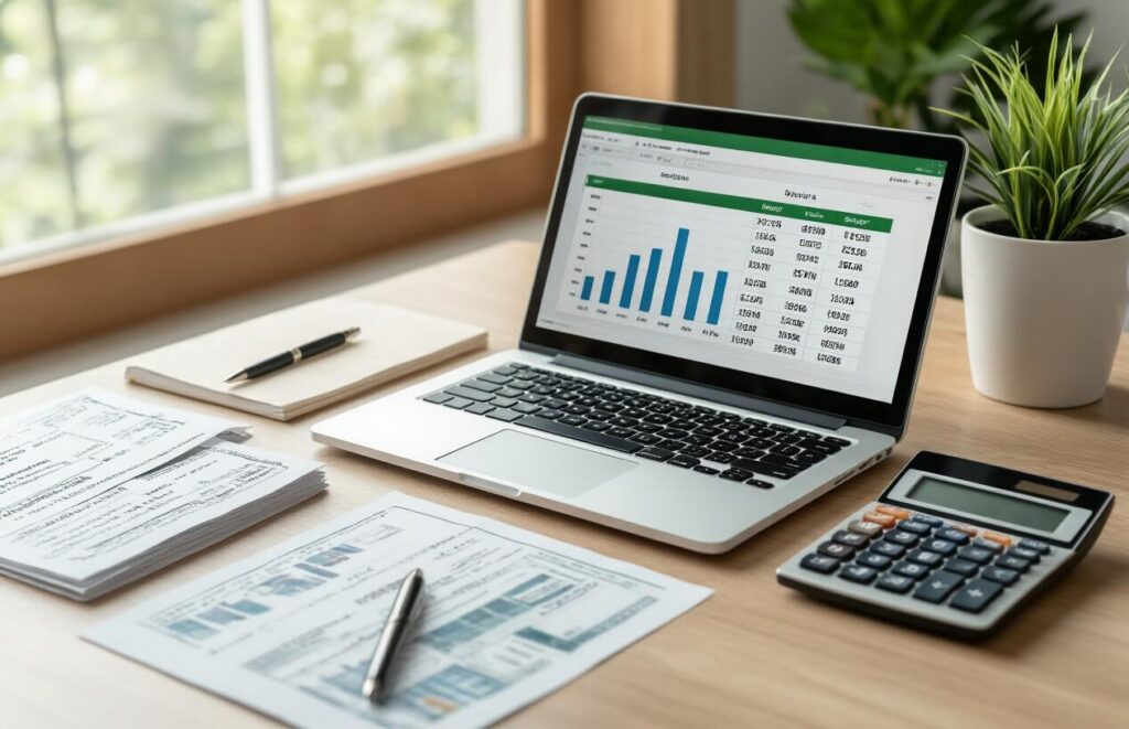 Financial planning calculator used to organize a budget and review projections