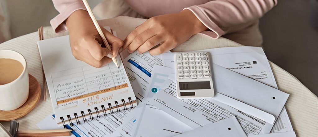 Monthly household income and expense figures organized for budgeting