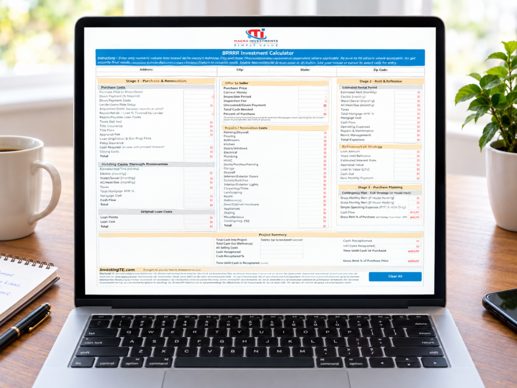 Real estate investment calculator used to evaluate property financial assumptions